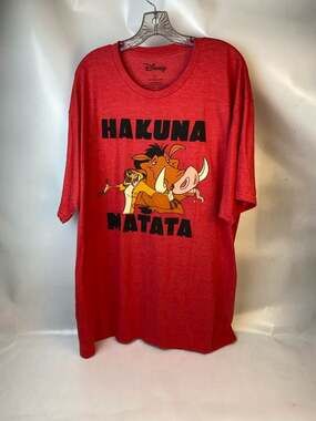 Disney The Lion King Hakuna Matata Red Heather T-Shirt Timon & Pumbaa Size 3XL
